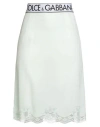 Dolce & Gabbana Woman Midi Skirt Light Green Size 8 Silk, Polyamide, Elastane In White