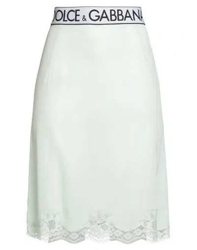 Dolce & Gabbana Woman Midi Skirt Light Green Size 8 Silk, Polyamide, Elastane In White
