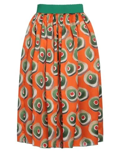 Dolce & Gabbana Woman Midi Skirt Orange Size 12 Silk