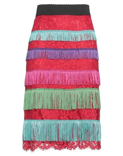 Dolce & Gabbana Woman Midi Skirt Red Size 6 Cotton, Viscose, Polyamide
