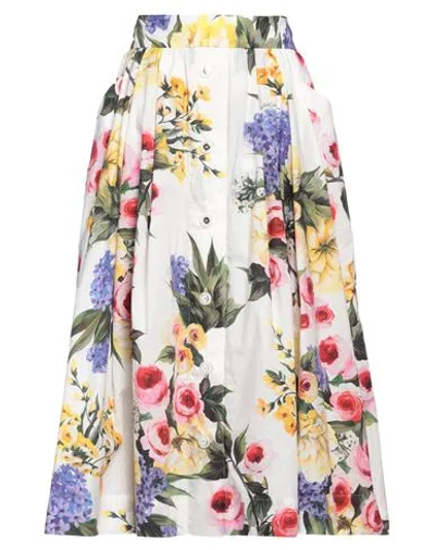 DOLCE & GABBANA DOLCE & GABBANA WOMAN MIDI SKIRT WHITE SIZE 8 COTTON