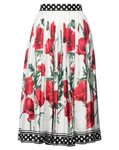 Dolce & Gabbana Woman Midi Skirt White Size 2 Silk In Multi