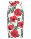 Dolce & Gabbana Poppy-print High-waisted Silk-blend Midi Skirt In White