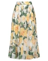 Dolce & Gabbana Sequined Midi Circle Skirt With Yellow Rose Print In Yellow