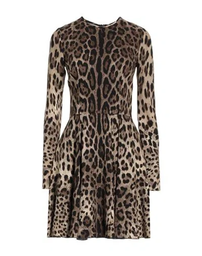 Dolce & Gabbana Woman Mini Dress Beige Size 4 Viscose, Elastane