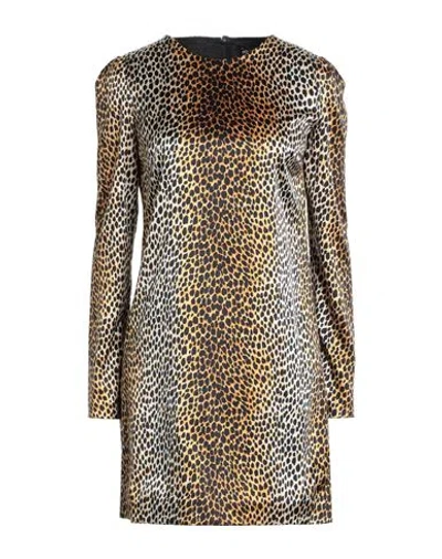 Dolce & Gabbana Woman Mini Dress Beige Size 8 Silk, Elastane In Multi