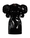 Dolce & Gabbana Black Patent Leather Puff Sleeves Mini Dress In Black