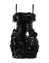 Dolce & Gabbana Black Polyester Ruched Coated Mini Dress In Black