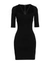Dolce & Gabbana Black Mini Dress With Short Sleeves And Neckline Detail In Viscose Blend Woman In Black