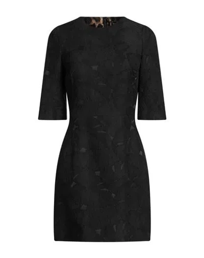 Dolce & Gabbana Brocade Dress With Fitted Waist And Textured Fabric In Black