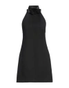 Dolce & Gabbana Black Mini Dress With Floral Detail In Wool Woman In Black