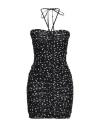 Dolce & Gabbana Mini Black Draped Dress With Polka Dots Print In Black
