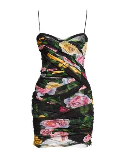 Dolce & Gabbana Woman Mini Dress Black Size 8 Polyamide, Elastane In Multi