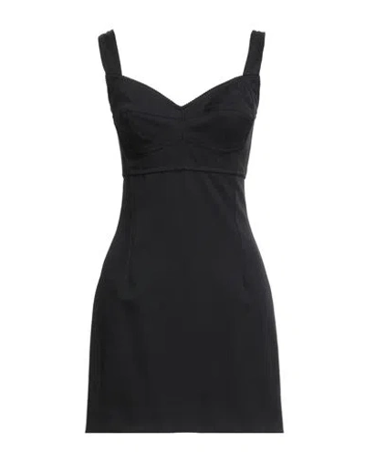 DOLCE & GABBANA DOLCE & GABBANA WOMAN MINI DRESS BLACK SIZE 8 VIRGIN WOOL, POLYAMIDE, ELASTANE