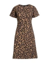 Dolce & Gabbana Woman Mini Dress Camel Size 10 Polyester, Cotton, Polyamide In Brown
