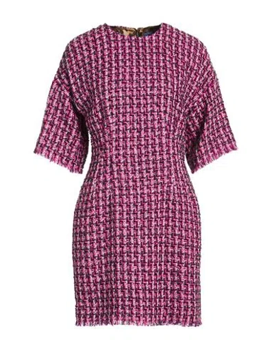 Dolce & Gabbana Woman Mini Dress Fuchsia Size 16 Wool, Synthetic Fibers, Polyamide, Cotton, Mohair W In Pink