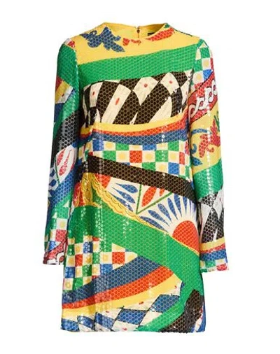 Dolce & Gabbana Woman Mini Dress Green Size 0 Polyester In Multi