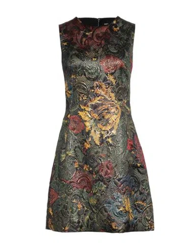 Dolce & Gabbana Woman Mini Dress Green Size 6 Wool, Silk, Polyester, Polyamide In Black