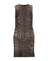 Dolce & Gabbana Jacquard Leopard Wool Midi Dress In Beige