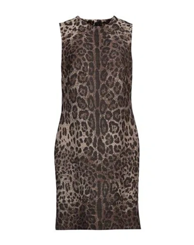 DOLCE & GABBANA DOLCE & GABBANA WOMAN MINI DRESS KHAKI SIZE 6 VIRGIN WOOL, POLYAMIDE