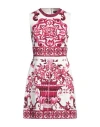 Dolce & Gabbana Majolica-print Brocade Mini Dress In Magenta