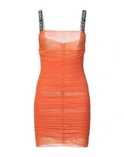 Dolce & Gabbana Woman Mini Dress Orange Size 10 Polyamide, Elastane