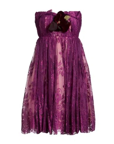 Dolce & Gabbana Woman Mini Dress Plum Size 4 Viscose, Polyamide, Silk In Burgundy