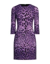 Dolce & Gabbana Woman Mini Dress Purple Size 12 Silk, Elastane