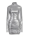 Dolce & Gabbana High-neck Metallic Mini Dress In Silver