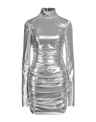 Dolce & Gabbana Woman Mini Dress Silver Size 12 Polyester, Elastane