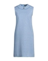 Dolce & Gabbana Light Blue Sleeveless Raschel Tweed Dress With Dg Logo In Blue