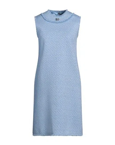 DOLCE & GABBANA DOLCE & GABBANA WOMAN MINI DRESS SKY BLUE SIZE 10 VIRGIN WOOL, VISCOSE, POLYAMIDE