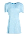 Dolce & Gabbana Woman Mini Dress Sky Blue Size 12 Cotton, Viscose, Elastane In Blue