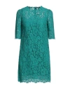 Dolce & Gabbana Woman Mini Dress Turquoise Size 2 Cotton, Viscose, Polyamide In Blue