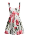 Dolce & Gabbana Carnation Print Poplin Corset Mini Dress In White