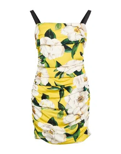 Dolce & Gabbana Woman Mini Dress Yellow Size 10 Silk, Elastane