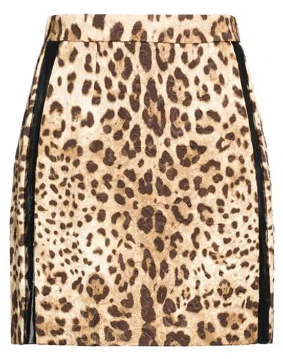 Dolce & Gabbana Woman Mini Skirt Beige Size 0 Viscose, Cotton, Elastane
