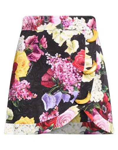 Dolce & Gabbana Woman Mini Skirt Black Size 0 Cotton, Viscose, Elastane In Multi