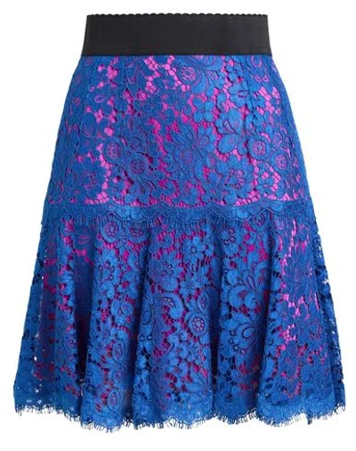 Dolce & Gabbana Woman Mini Skirt Blue Size 10 Viscose, Cotton, Polyamide