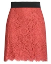 Dolce & Gabbana Woman Mini Skirt Coral Size 8 Cotton, Viscose, Polyamide In Red
