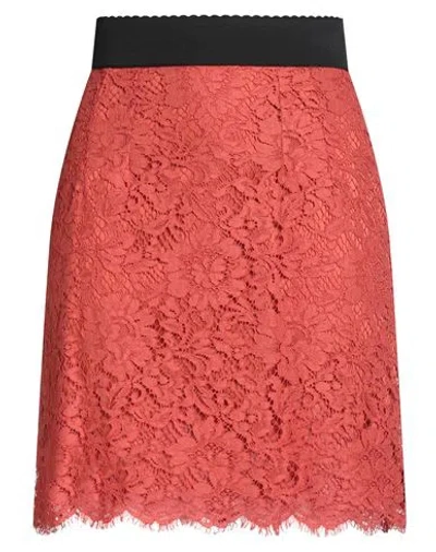 Dolce & Gabbana Woman Mini Skirt Coral Size 8 Cotton, Viscose, Polyamide In Red
