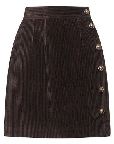 Dolce & Gabbana Woman Mini Skirt Dark Brown Size 10 Cotton, Elastane