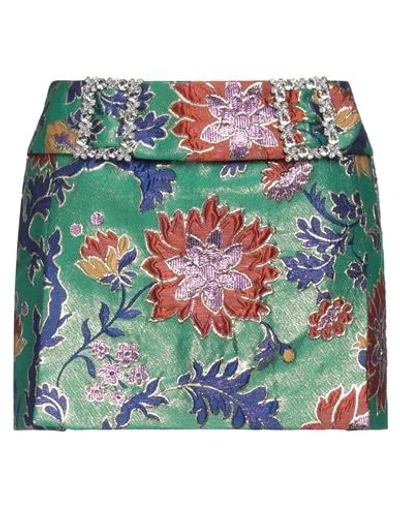 Dolce & Gabbana Woman Mini Skirt Green Size 8 Polyester, Cotton, Metallic Polyester
