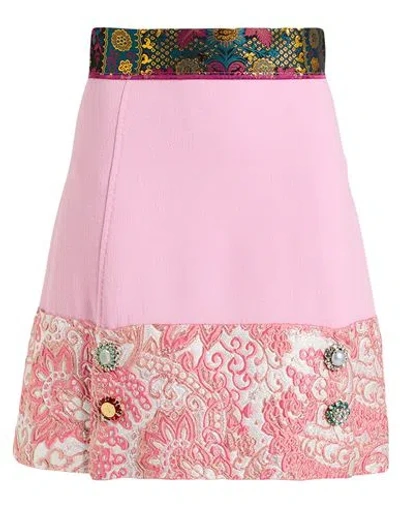 Dolce & Gabbana Woman Mini Skirt Light Pink Size 12 Wool, Polyester, Silk, Acrylic, Metallic Polyest