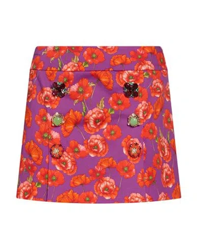 Dolce & Gabbana Woman Mini Skirt Mauve Size 2 Cotton, Elastane In Purple