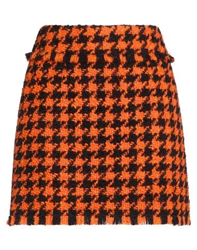 Dolce & Gabbana Woman Mini Skirt Orange Size 2 Wool, Polyamide