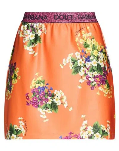 Dolce & Gabbana Woman Mini Skirt Orange Size 4 Polyamide, Polyester, Elastane