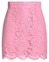 Dolce & Gabbana Branded Floral Cordonetto Lace Miniskirt In Pink