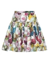 Dolce & Gabbana Mini Multicolor Skirt With All-over Floreal Print In Cotton Woman In Purple