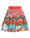 Dolce & Gabbana Carretto Print Pleated Mini Skirt In Red